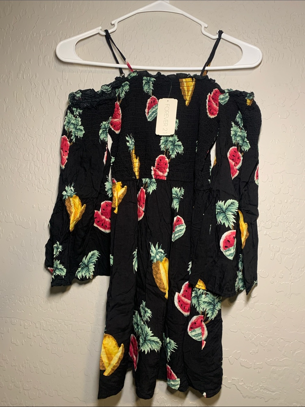 Forever 21 Off-Shoulder Tropical Fruit Mini Dress